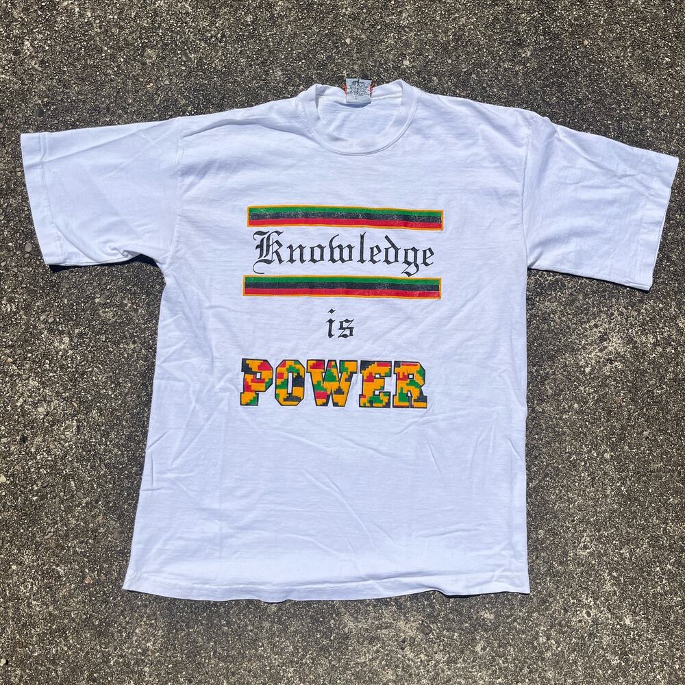 Vintage 90s Short Sleeve Knowledge Is Power T-shirt Size XL